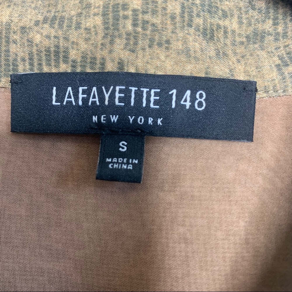 Lafayette 148 Brown Silk Blend Julianne Python Print Shirt Button-down Top - Picture 7 of 8